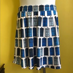 DR WHO Blue white Tardis Skirt sz 2XL XXL